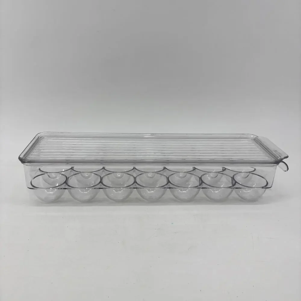Egg Plastic Container Holder Refrigerator Holds 14 Clear Storage